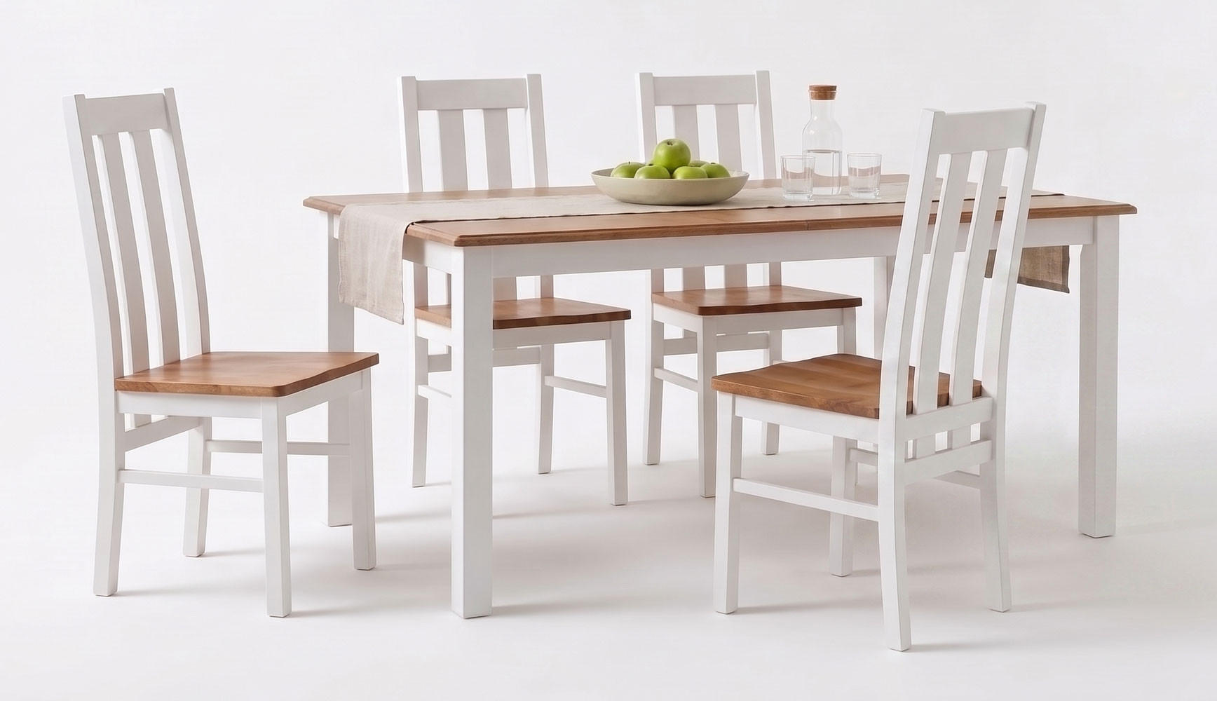 Feldmann-Wohnen Esszimmer-Set Weiß, Eiche 197x96x93 cm