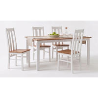 ESSZIMMER-SET Belluno Elegante 5-tlg Kiefer Weiß / Gebeizt Eiche 150-197 / 93 / 96cm - Eichefarben/Weiß, Holz (197/96/93cm) - Feldmann-Wohnen