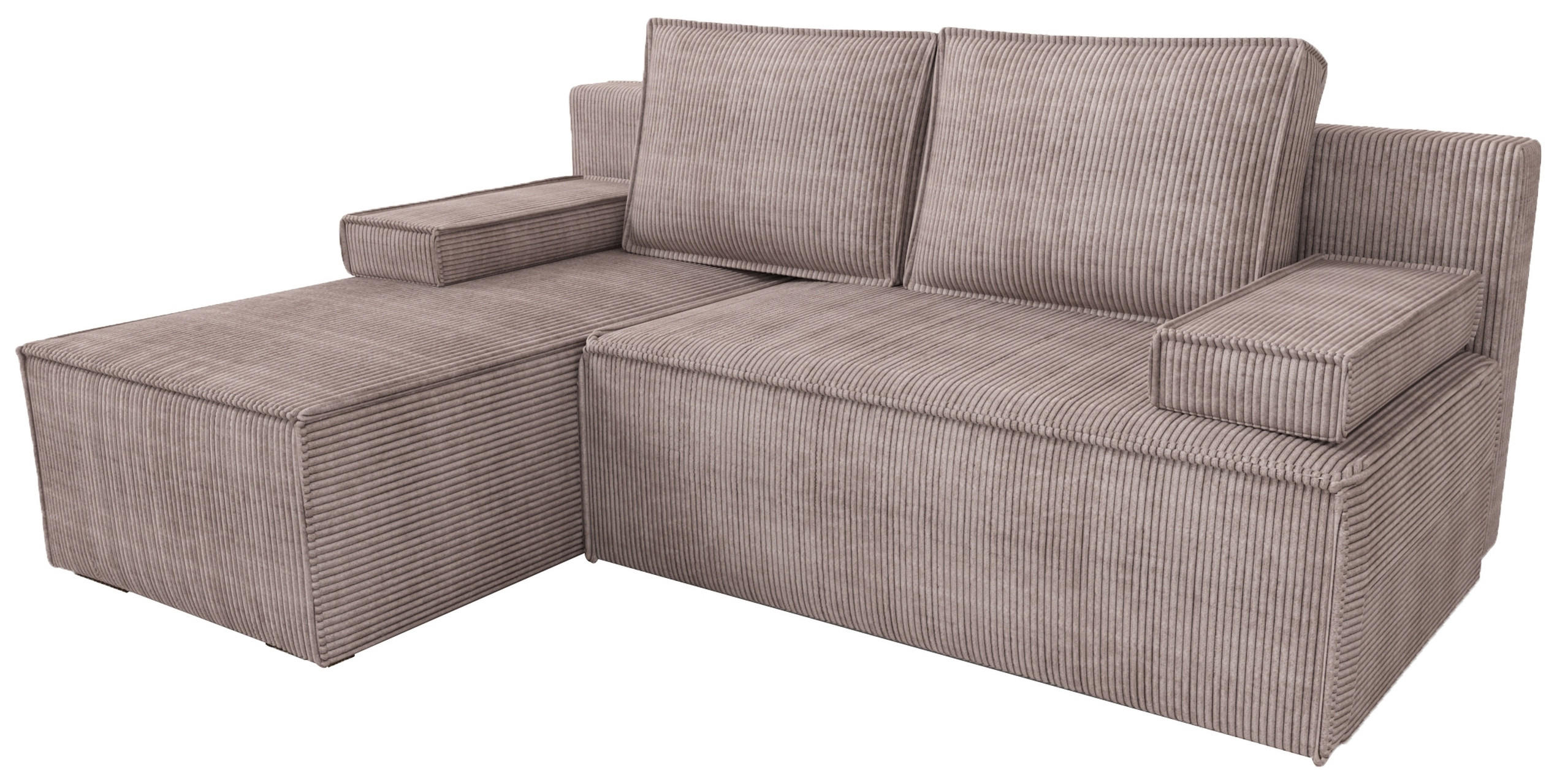 ECKSOFA Caspar mit Schlaffunktion Puderrosa Cord - Rosa, Textil (200/141cm) - Bromarkt