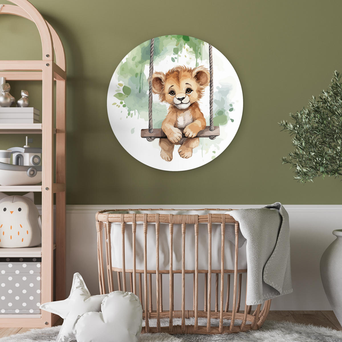 WANDBILD Löwe - Tier - Kinder - Dschungel Wanddeko Schlafzimmer 60x60 cm - Hellbraun, Kunststoff (60/60cm) - MuchoWow