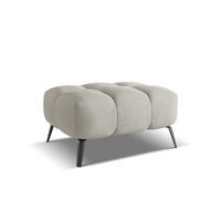 POUF Chenille Stoff Beige - Beige/Schwarz, Textil/Metall (78/41/60cm) - Makamii