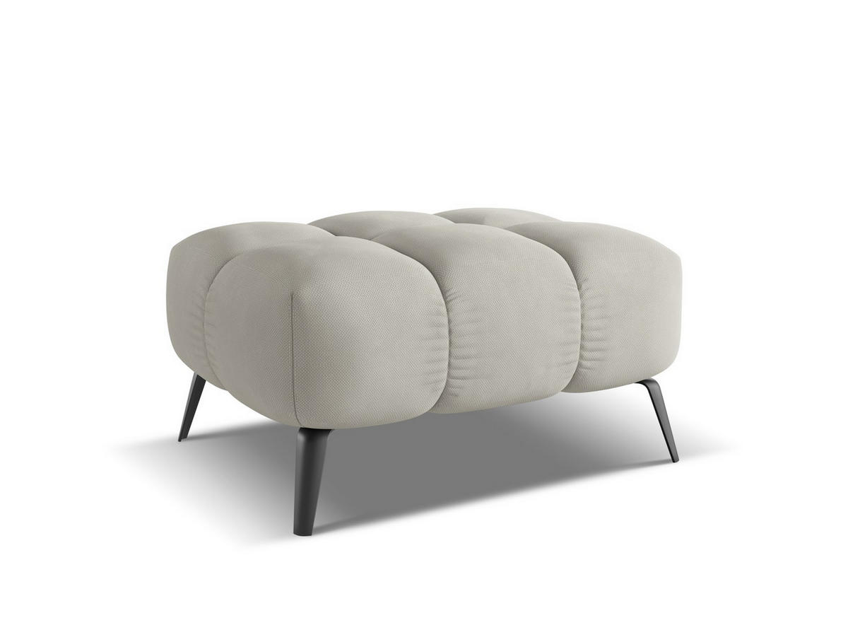 POUF Chenille Stoff Beige - Beige/Schwarz, Textil/Metall (78/41/60cm) - Makamii