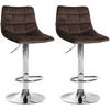 BARHOCKER 2er Set Samt braun - Chromfarben/Braun, Textil/Metall (43/87/46.5cm) - CLP