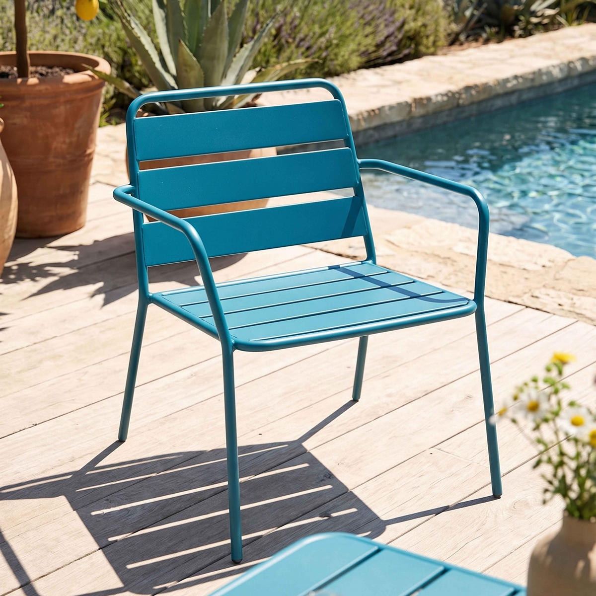 GARTENSTUHL dunkelblau, Metall - Dunkelblau, Metall (65/76/70cm) - Oviala