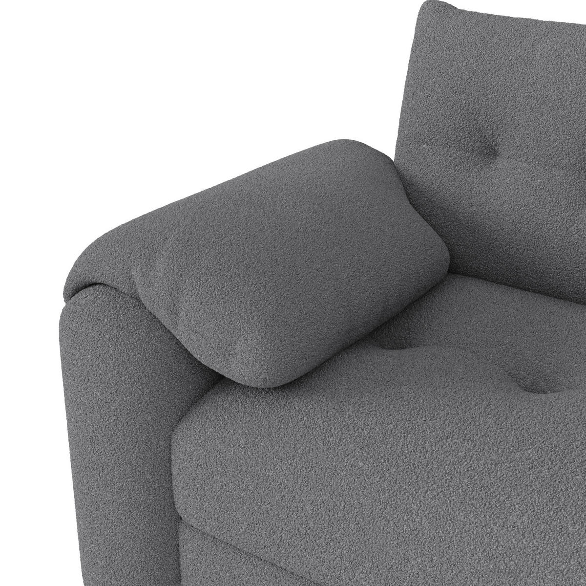 SOFA mit Stauraum 207,5 x 80 x 87 cm Teddy Grau - Grau, Kunststoff (207.5/87/80cm) - Meubliv