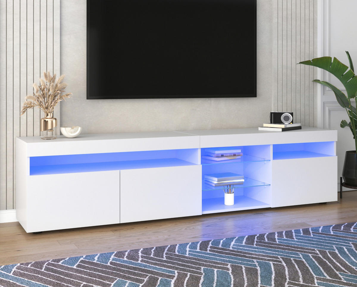 TV-ELEMENT mit LED 180 x 35 x 48 cm Weiß Hochglanz - Weiß, Holzwerkstoff (35/48/180cm) - Beauniv