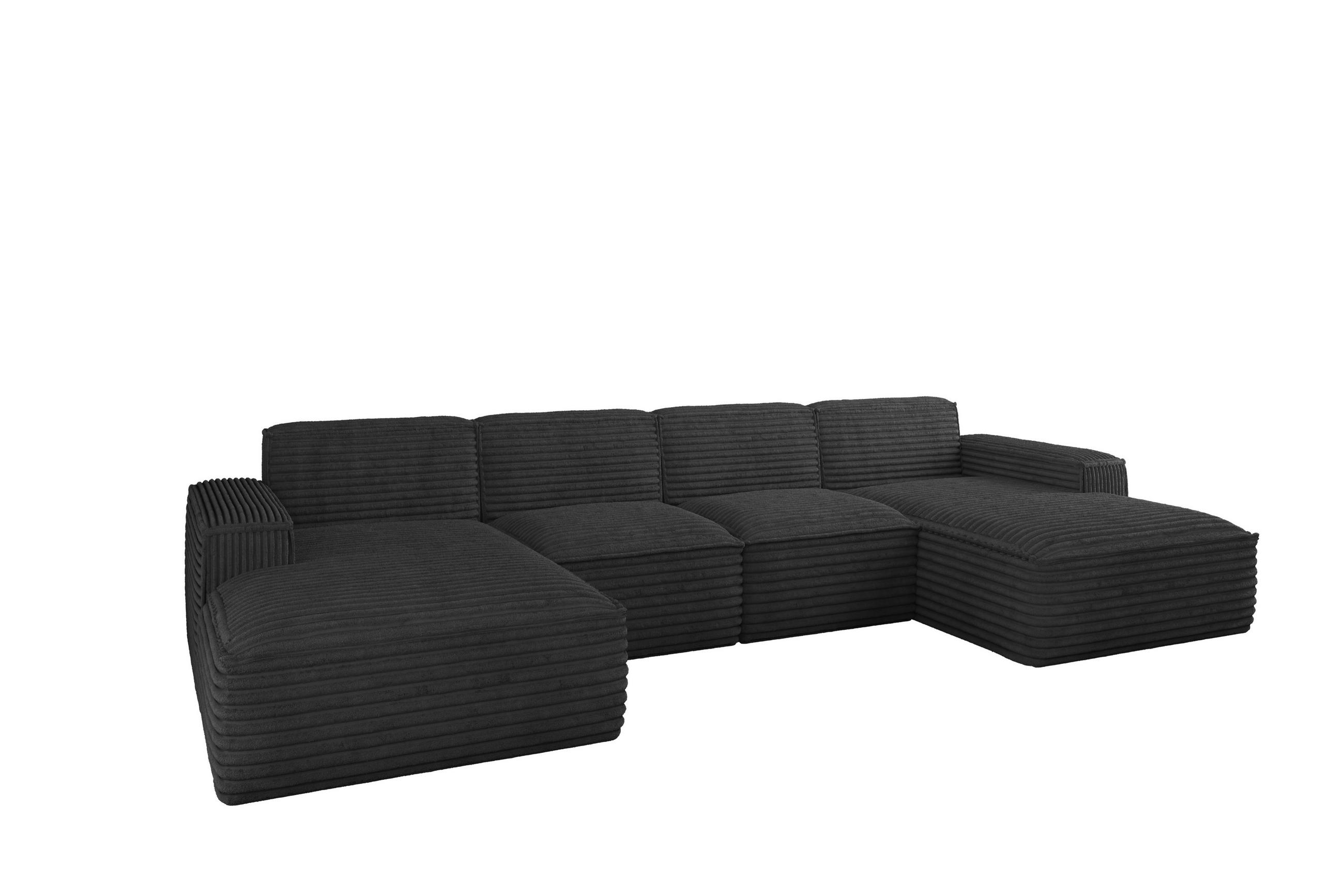 ECKSOFA Siena U ein Stil, der zum Entspannen einlädt, Stoff Velo Graphit - Graphitfarben, Holz/Textil (344/73/165cm) - Kaiser Möbel