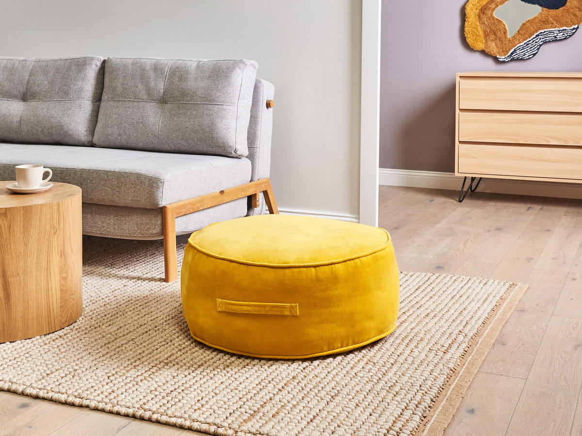 POUF Gelb Yulle - Gelb, Textil (60/25/60cm) - Beliani