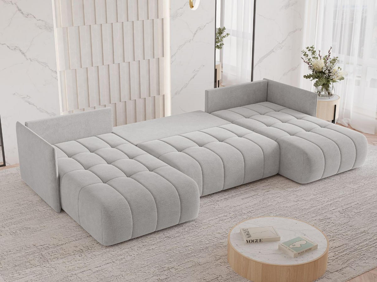 ECKSOFA Ardi U Grau - Grau, Holz/Textil (353/180cm) - Graingold