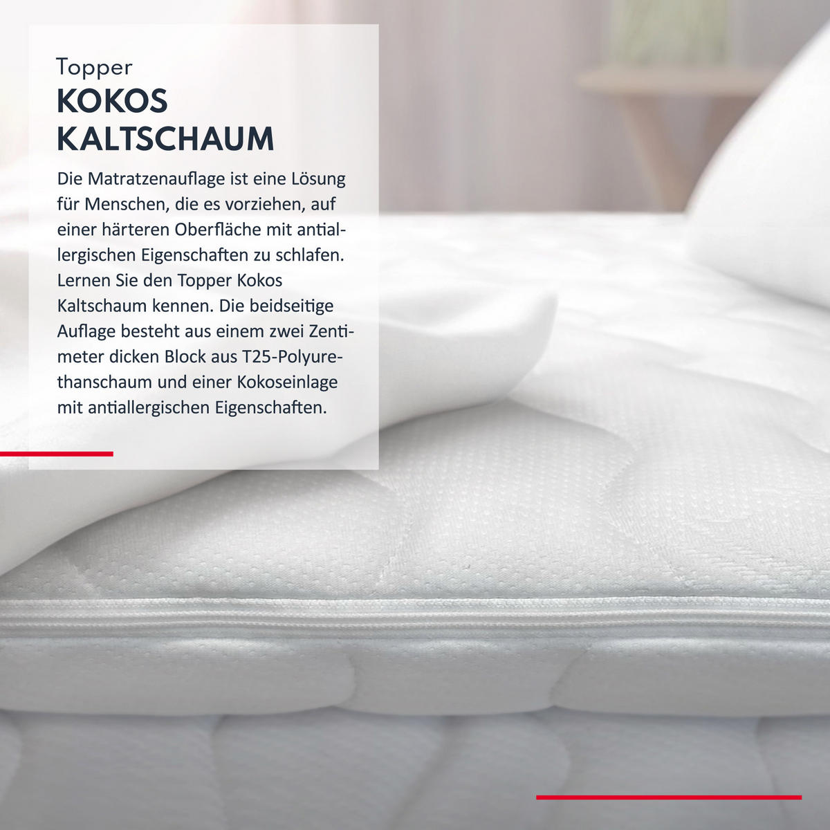 TOPPER Kokos Kaltschaum 4 cm - Weiß, Textil (180/200cm) - FDM