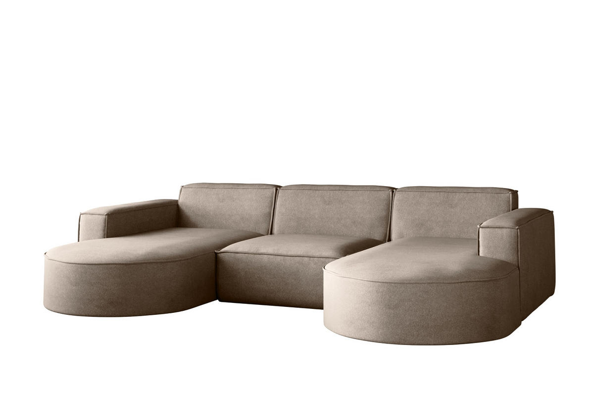 ECKSOFA Modena U-Form Elegant und Moderne Stoff Salvador Dunkelbeige - Cappuccino, Holz/Textil (299/165cm) - Kaiser Möbel
