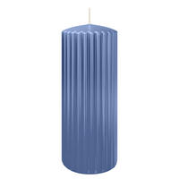 RILLEN KERZEN Graublau 200 x Ø 80 mm, 4 Stück - Blaugrau, Paraffin (8/20/20cm) - Wiedemann Kerzen