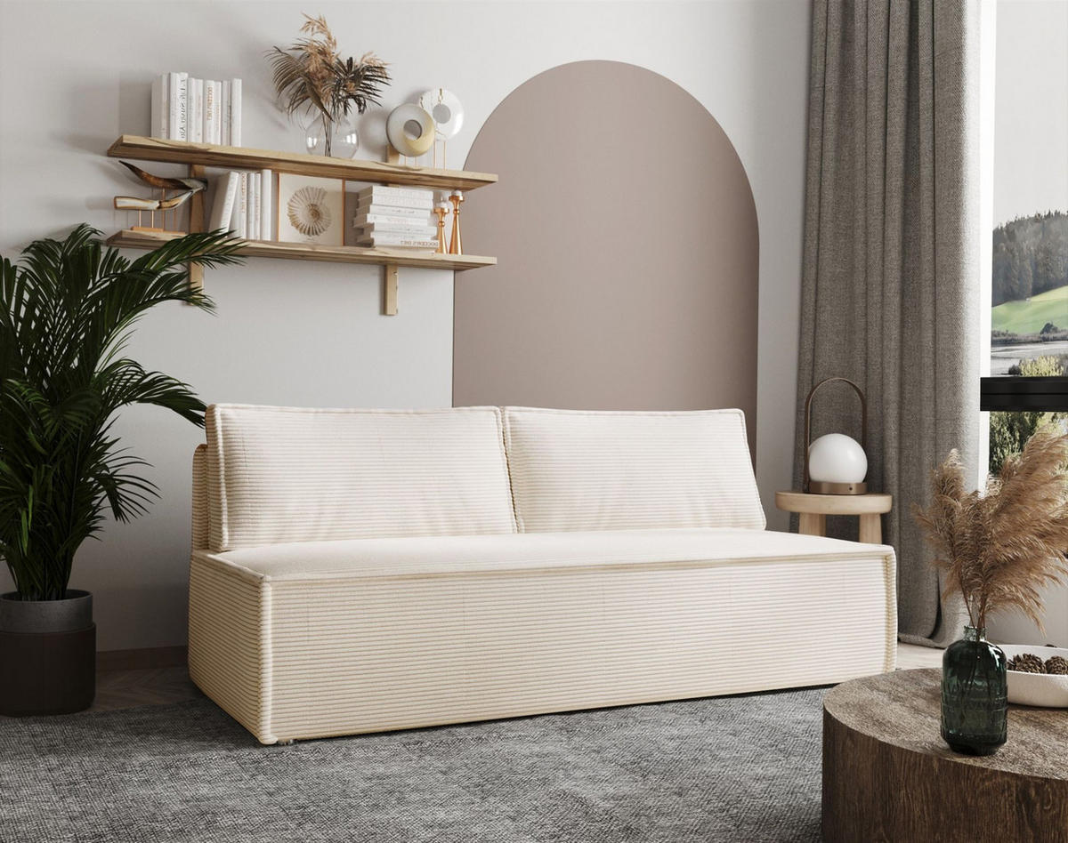 SCHLAFSOFA Amanda In Zoom - Creme, Holzwerkstoff/Textil (200/89/100cm) - Fun Möbel