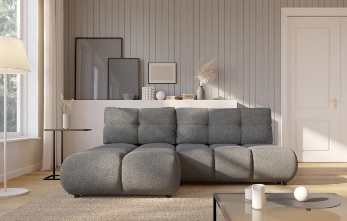 ECKSOFA Grau MILA Ausziehbar Ohne Armlehnen Links - Grau, Textil (230/177cm) - Sepro Meble