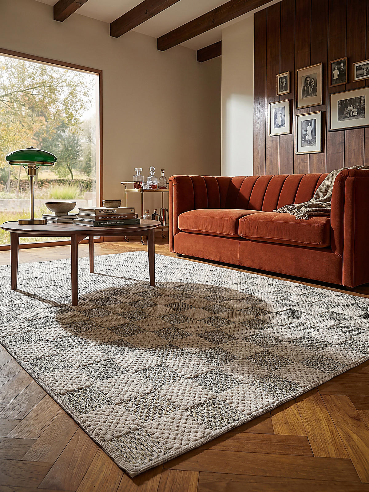 BAUMWOLLTEPPICH waschbar AFTON, Schachbrettmuster, Natur-Grün, 116 x 170 cm - Beige/Grün, Textil (116/170cm) - KADIMA DESIGN