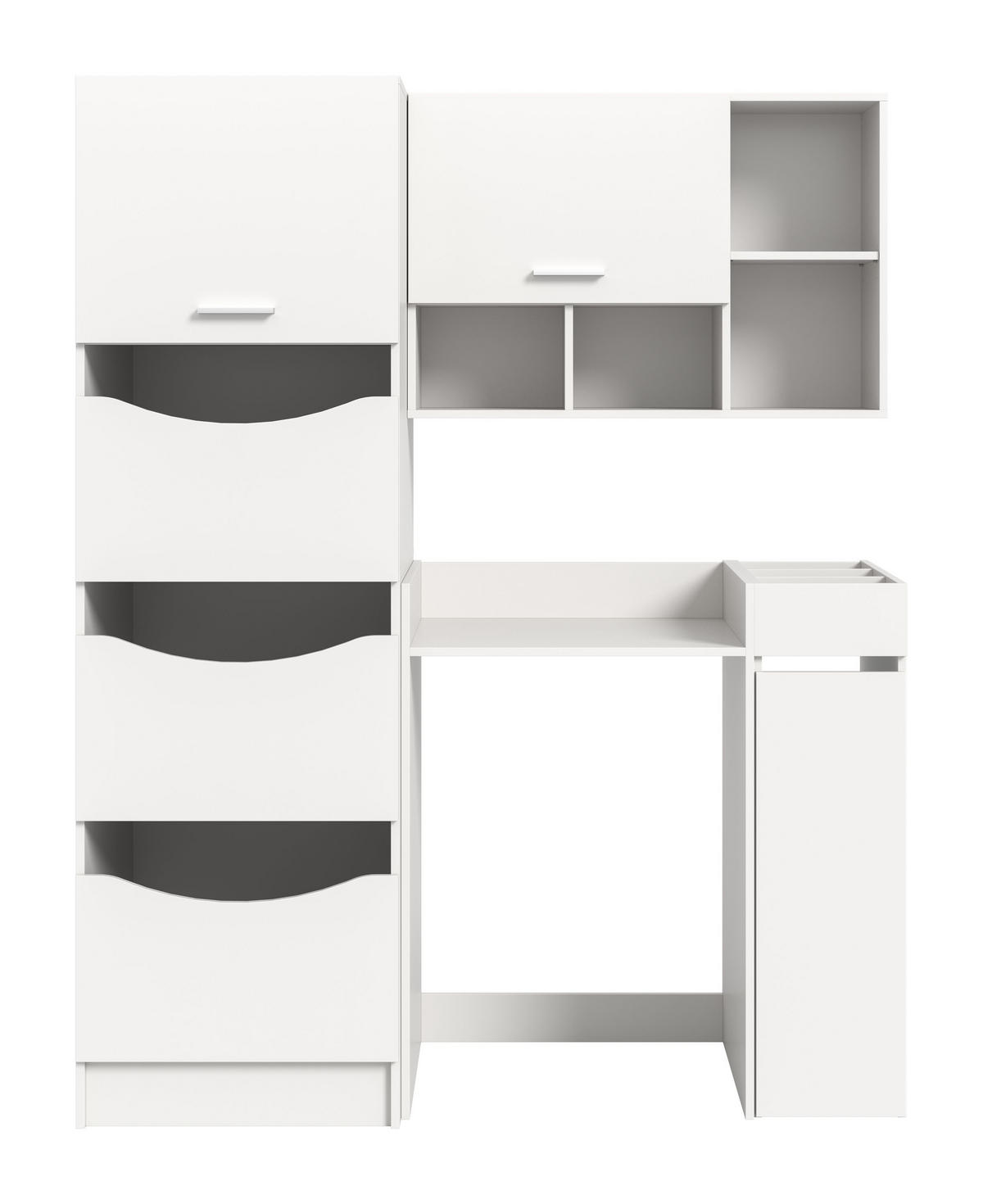 WASCHMASCHINENUMBAU 4tlg. Set Mixx Bad in weiß Nachbildung - modernes Design - B/H/T: 126x195x68 cm - Weiß, Holzwerkstoff (126/195/68cm) - Homes & Jones