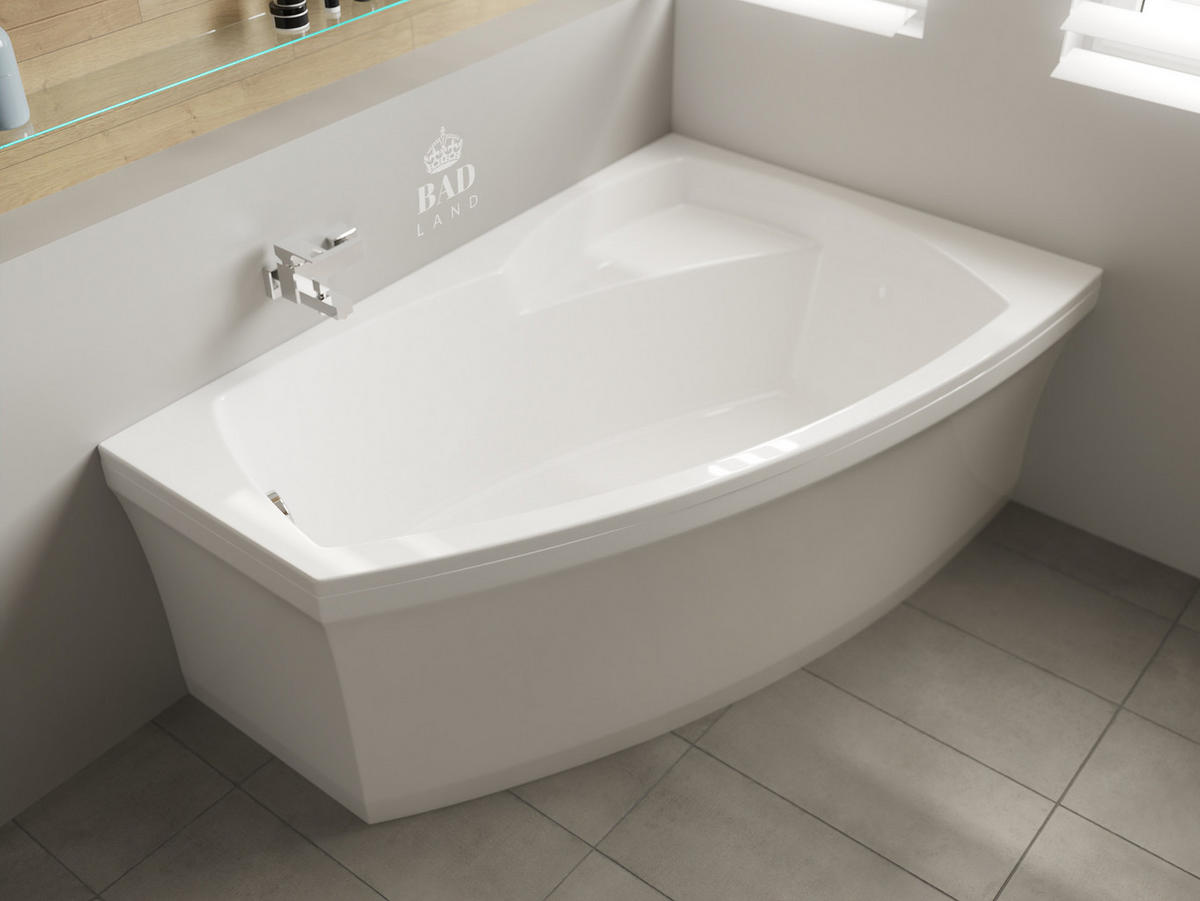 BADEWANNE Eckwanne FRIDA 160/105 Rechts Ablauf & Füße - Weiß, Kunststoff (105/58/160cm) - bad land