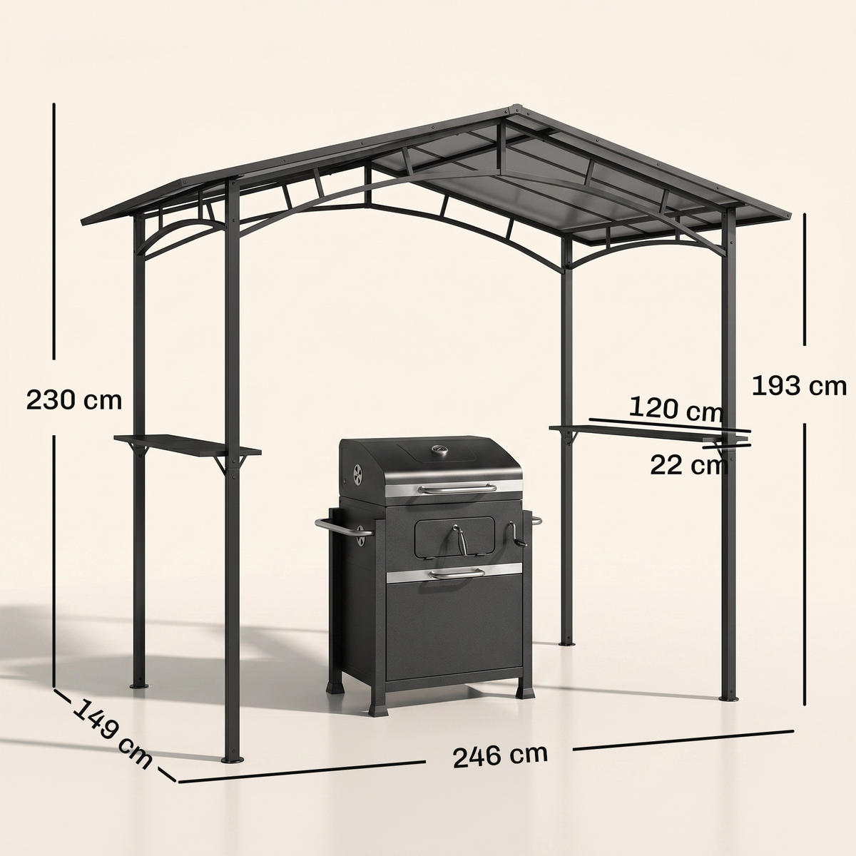 PAVILLON Schwarz 1 Stück - Schwarz, Metall (149/230/246cm) - GiPP