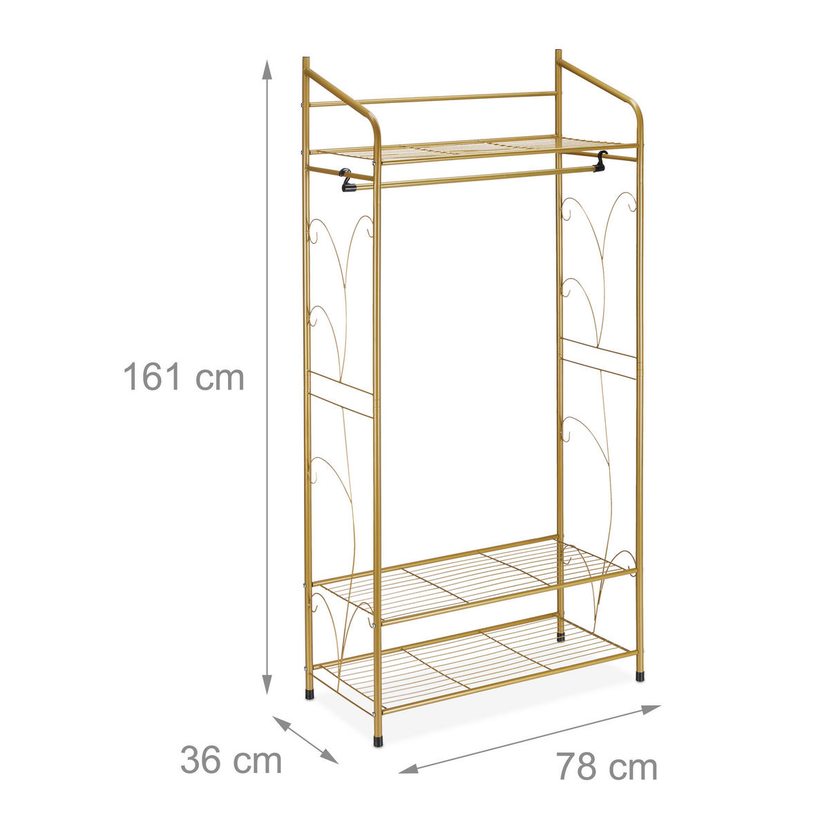 KLEIDERSTÄNDER - Goldfarben, Metall (78/161/36cm) - Relaxdays