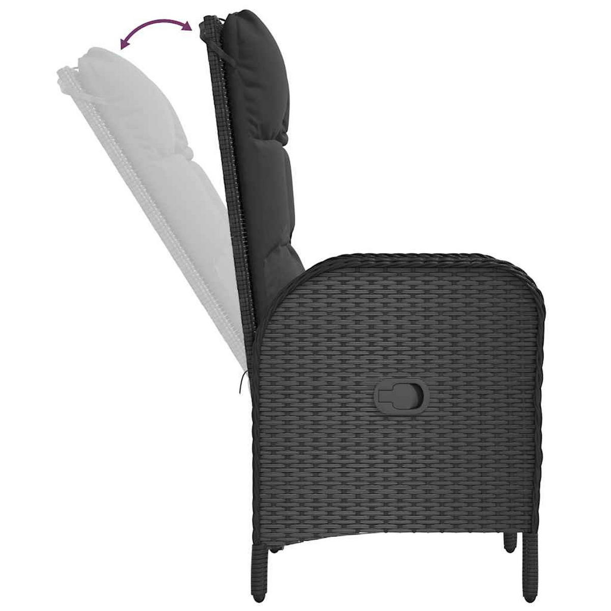 GARTENSTÜHLE 2er Set Poly Rattan Schwarz - Schwarz, Kunststoff (58/108/63cm) - vidaXL