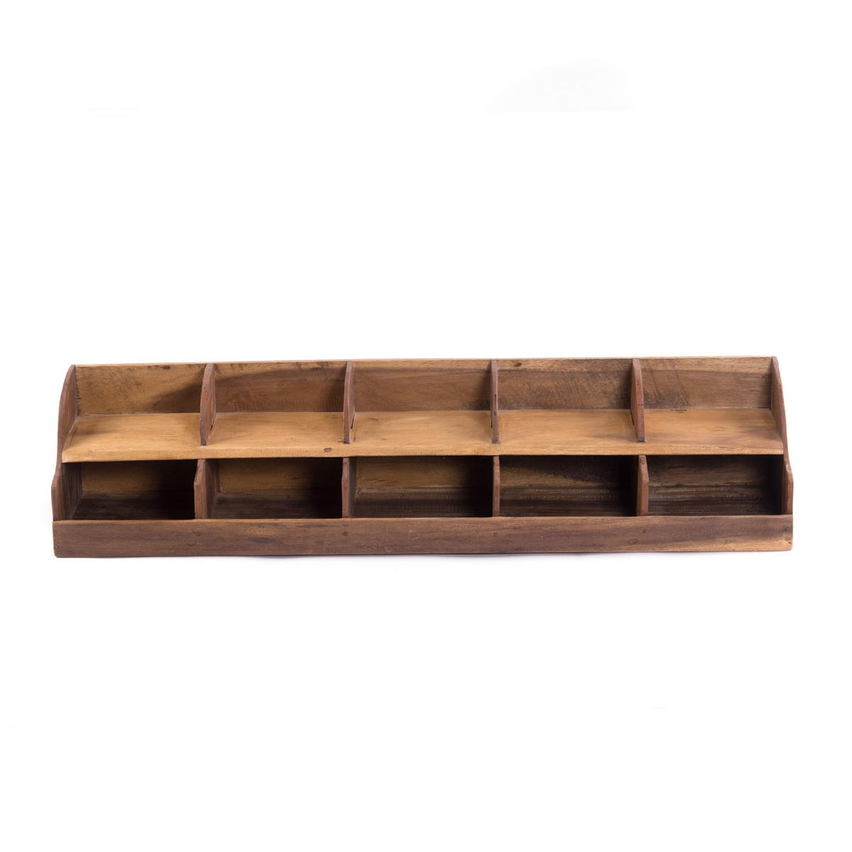 ORGANIZER Storage 100 Mahagoni Massivholz, 10 Fächer naturfarben - Naturfarben, Holz (25/100/20cm) - DESIGN DELIGHTS