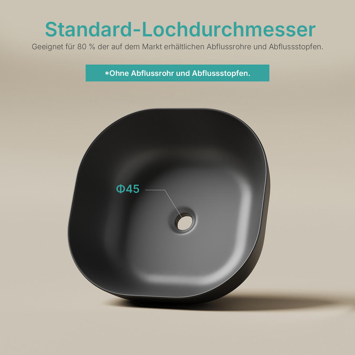 WASCHBECKEN Quadratisch R-Ecken Schwarz 41,5 / 41,5 / 14,5 cm - Schwarz, Keramik (41.5/14.5/41.5cm) - EMKE
