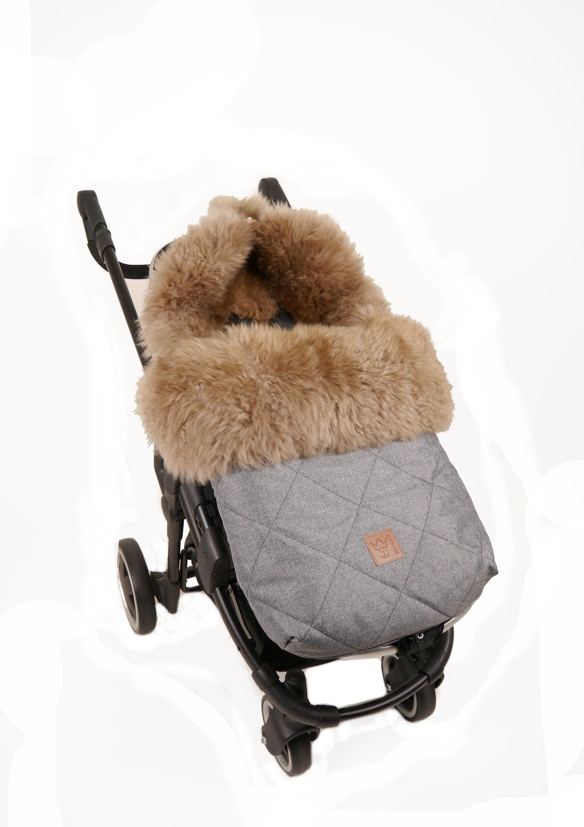 LAMMFELL-FUSSSACK Nelly, cappuccino, anthracite melange - Grau, Fell (46/8/88cm) - Kaiserbaby