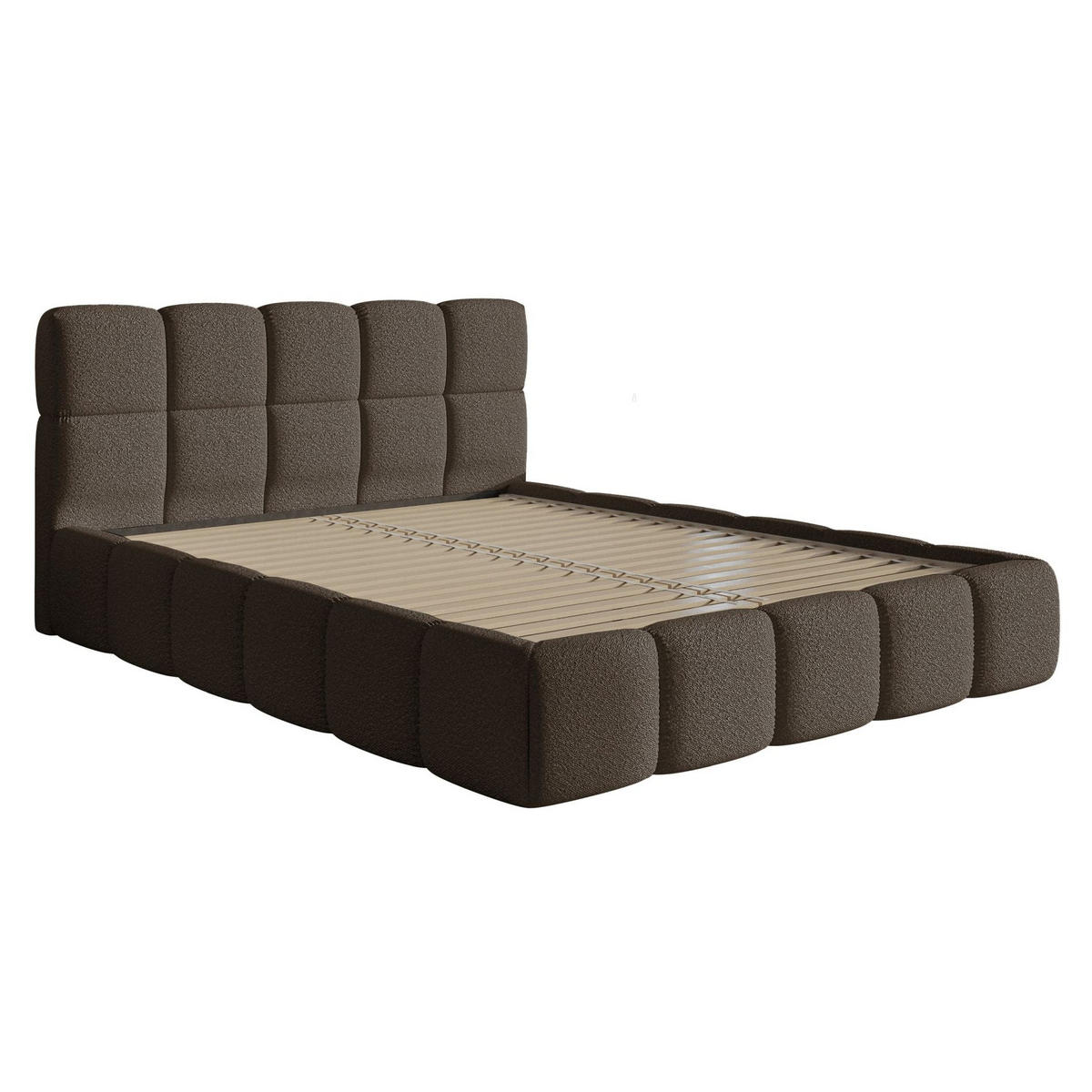 POLSTERBETT Cloudy Braun Bouclé, 120x200 cm - Schwarz/Braun, Kunststoff/Textil (120/200cm) - Selsey