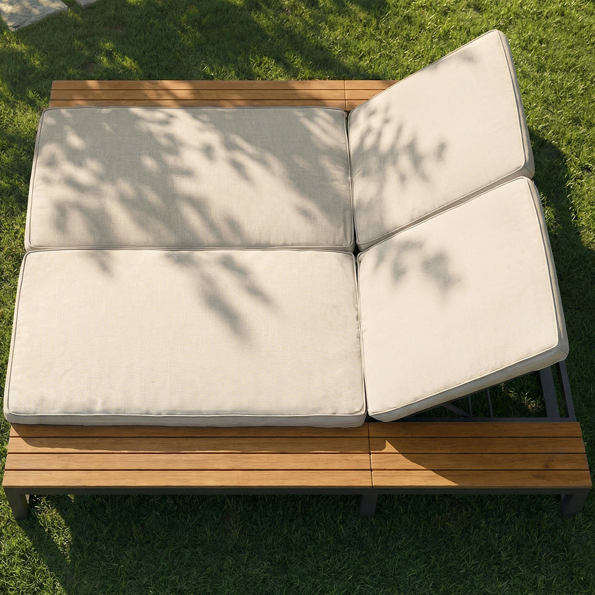 SONNENLIEGE, 2 Personen, Verstellbar, Daybed, Beige - Beige, Metall (159/184cm) - FLIEKS