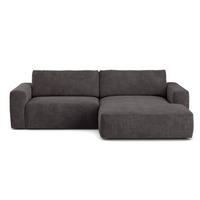 ECKSOFA mit Cord-Stoff - Anthrazit/Schwarz, Holz/Kunststoff (175/288cm) - Cotta