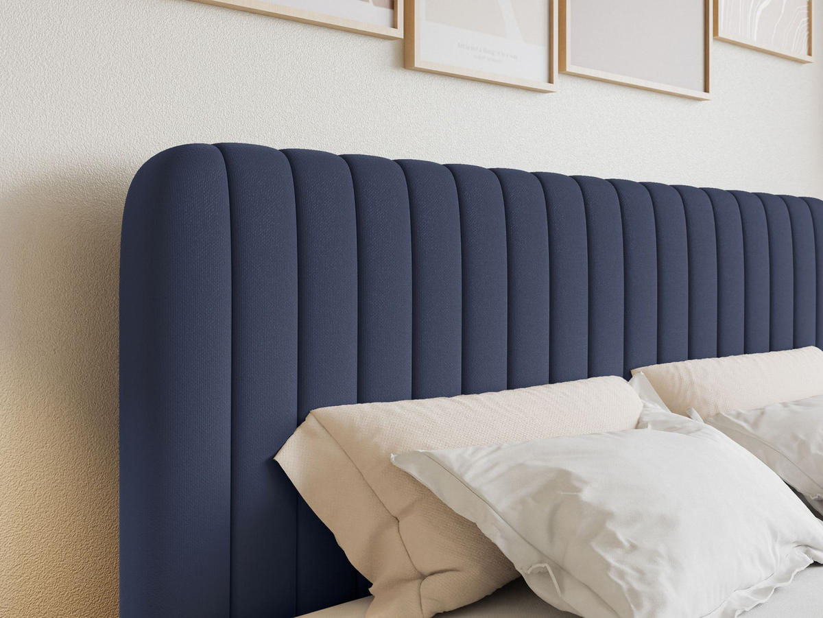 BOXBETT Saliano mit Topper und Chenille-Bezug Marineblau, 140x200 cm - Dunkelblau, Kunststoff/Textil (140/200cm) - Selsey