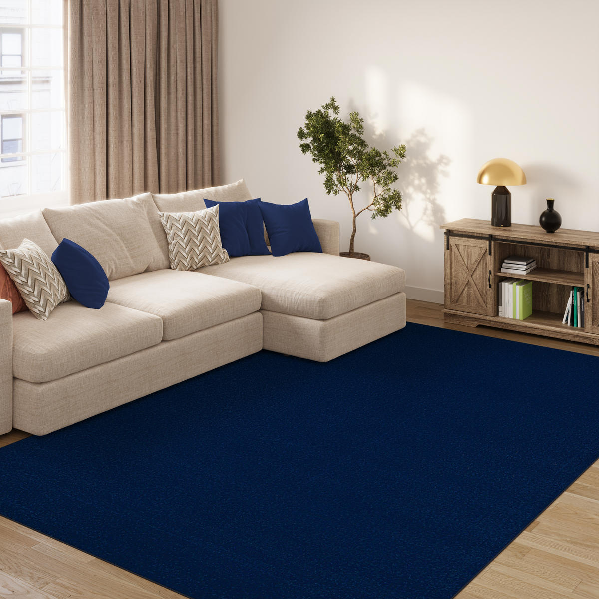 TEPPICH Mono Dunkelblau 180/250 cm - Dunkelblau, Kunststoff (180/250cm) - Tapiso