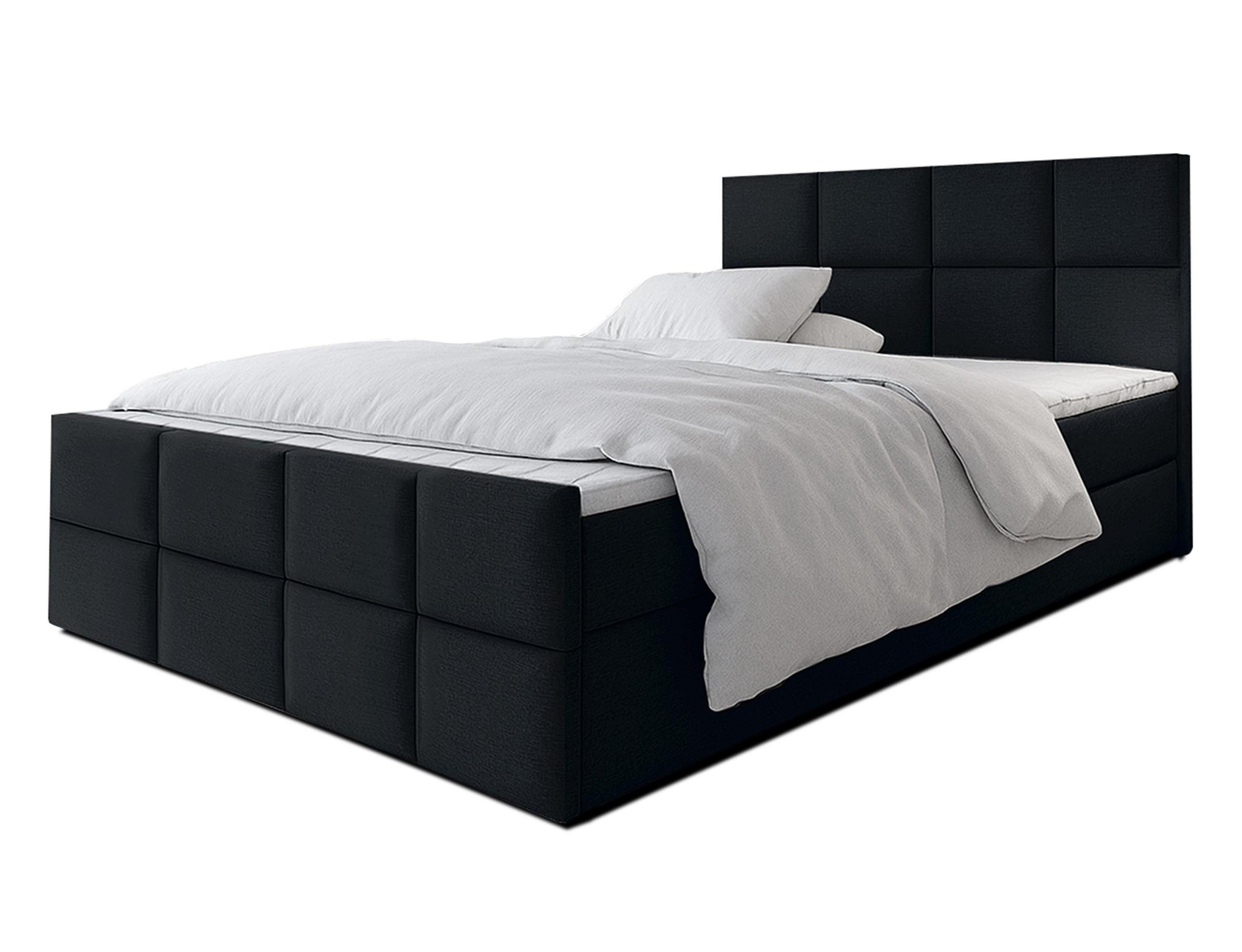 BOXBETT ALEYNA 140x200 cm mit Bettkasten und Matratze - Schwarz - Schwarz, Holz/Holzwerkstoff (140/200cm) - AX Living