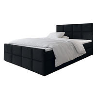 BOXBETT ALEYNA 140x200 cm mit Bettkasten und Matratze - Schwarz - Schwarz, Holz/Holzwerkstoff (140/200cm) - AX Living