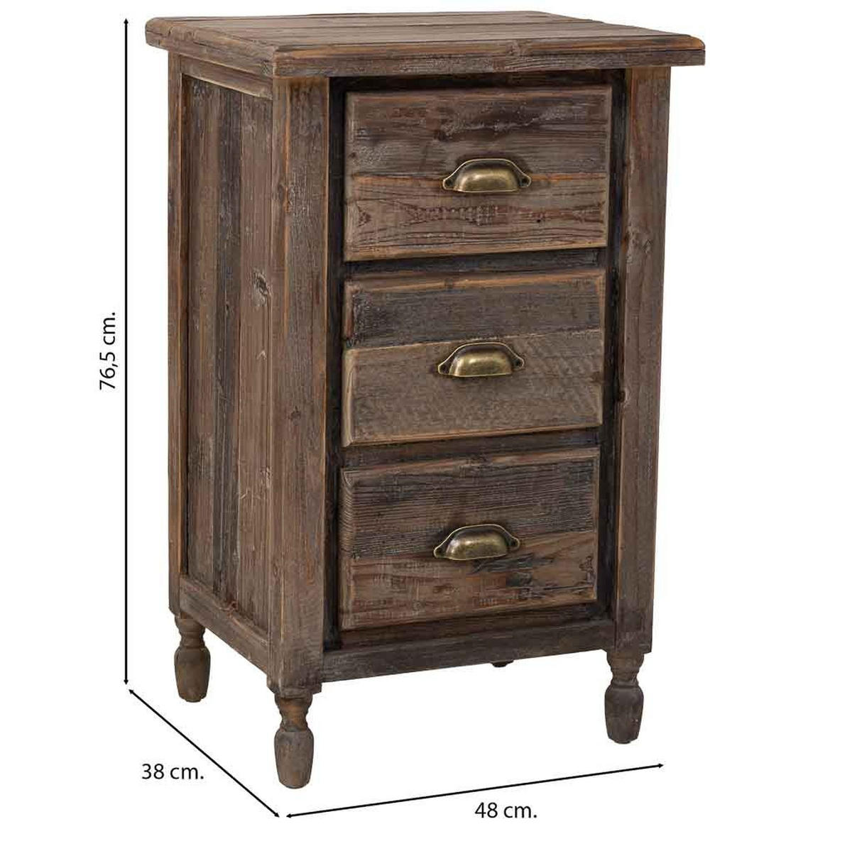 NACHTTISCH aus Holz, 48x38x77cm - Braun, Holz (48/76.5/38cm) - Wanderlust