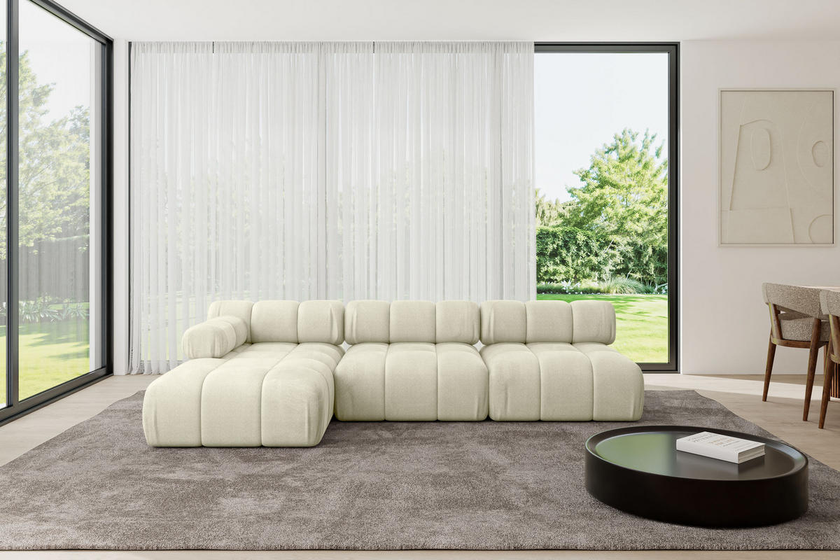 ECKSOFA modulares Sofa Razon-L2 - 285x160x70 cm Beige Velours - Beige, Holzwerkstoff/Textil (285/160cm) - ALTDECOR