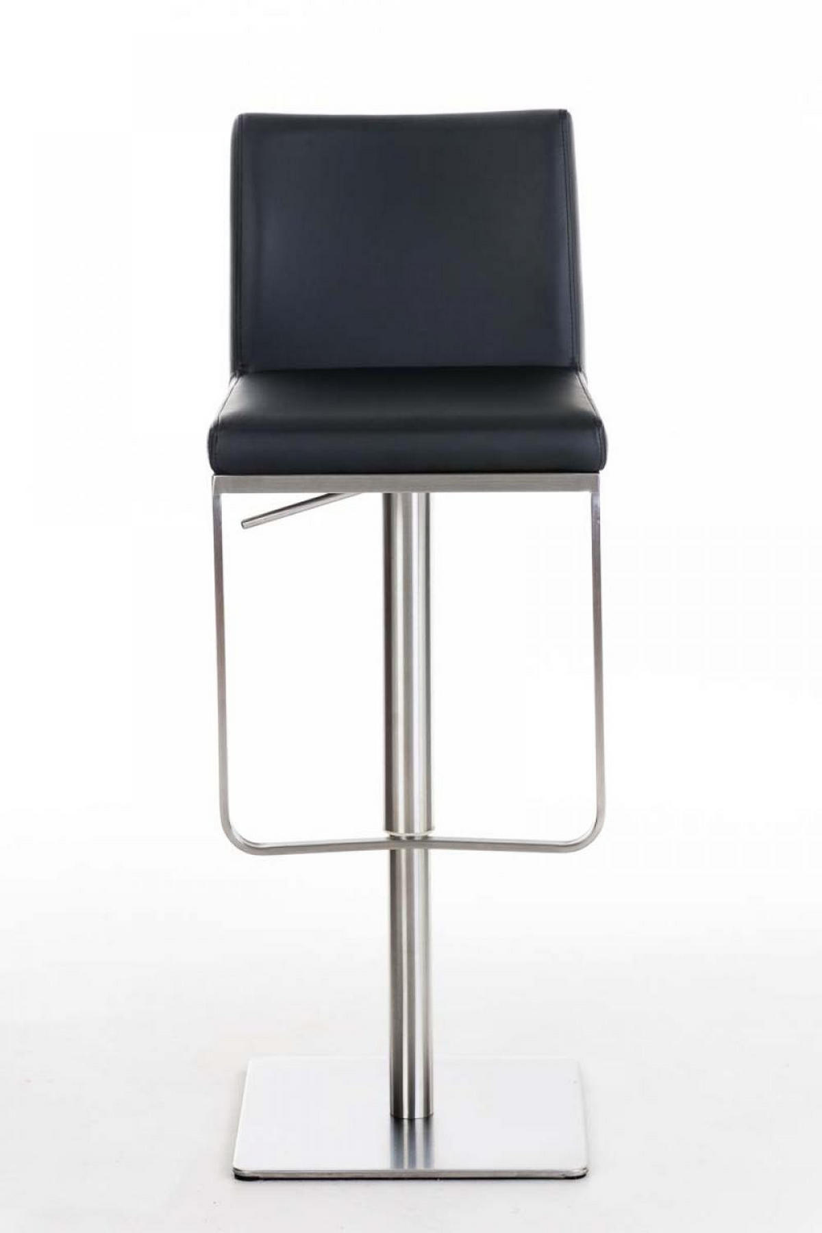 BARHOCKER 2er Set Lederlook Schwarz - Edelstahlfarben/Schwarz, Textil/Metall (42/86/44cm) - CLP