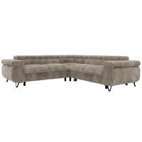 ECKSOFA QUADRO L - Hellbraun Cord - Links Seite - Hellbraun/Schwarz, Textil/Metall (269/269cm) - MKS