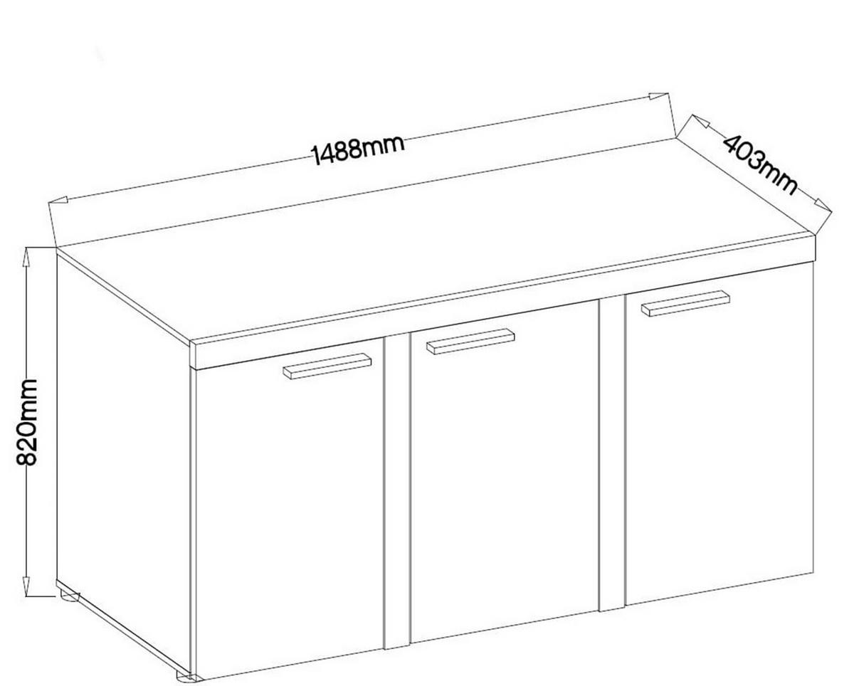 SIDEBOARD OKTAWIA 3F - Weiß, Holzwerkstoff (149/82/40cm) - Meblini