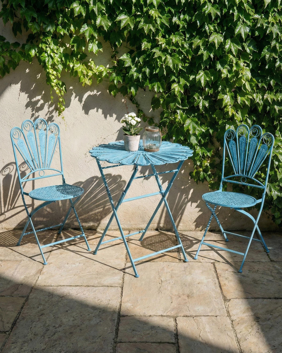SCAUN DE GRĂDINĂ set de 2 pliabil metal albastru Pavia - albastru, metal (40/91/47cm) - Beliani