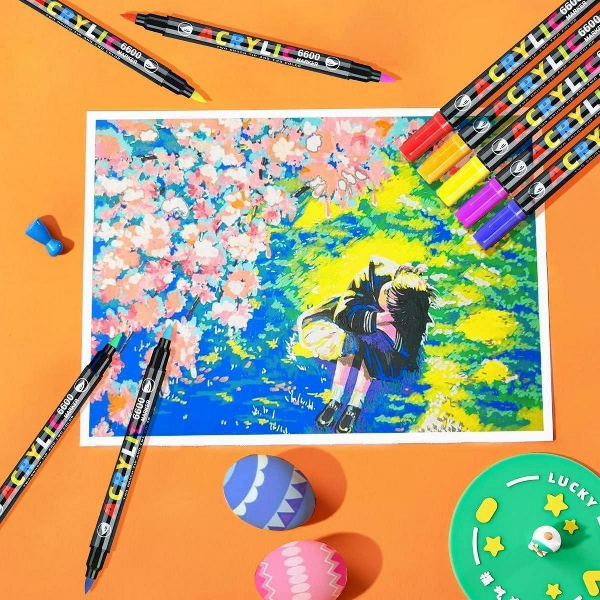 ACRYLSTIFTE 60er Set mit zwei Pinselspitzen - Multicolor, Kunststoff (1/1/15cm)
