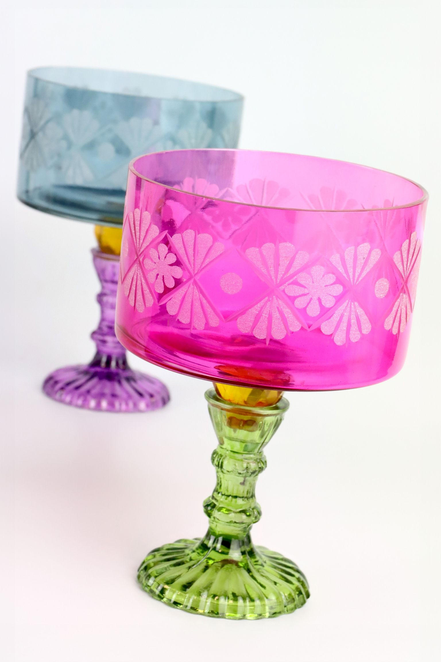 WINDLICHTER Floraison 2er-Set - Multicolor, Glas (21/14/21cm) - FURNARO