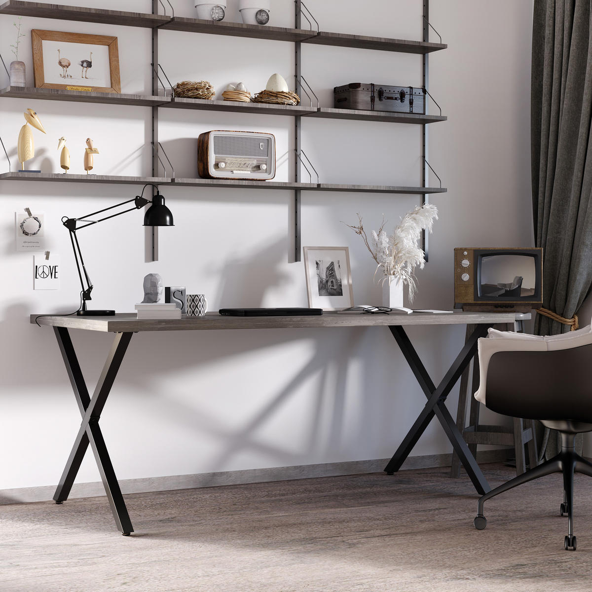 TISCHBEINE aus Stahl, 2 Stück, Schwarz - Schwarz, Metall (4/72/80cm) - HOMCOM