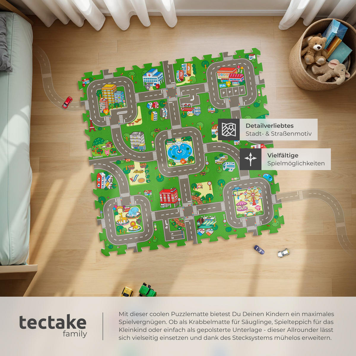 PUZZLEMATTE Mycity,90,5 x 90,5 cm,bunt - Multicolor, Kunststoff (90.5/90.5cm) - tectake