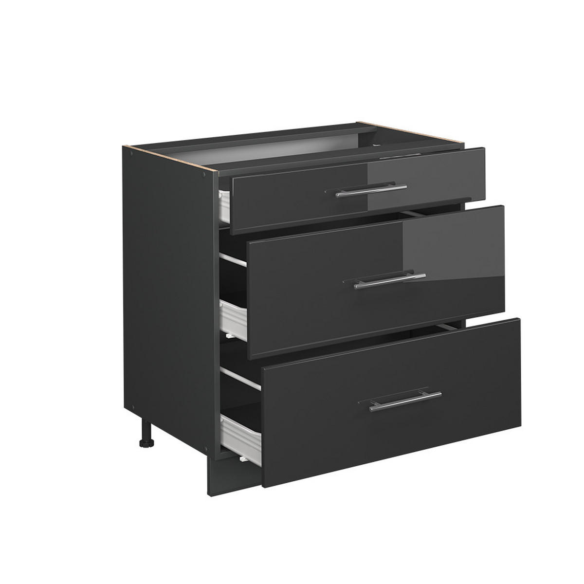 Schwarz Hochglanz/Anthrazit, Holzwerkstoff (80/82/60cm) - Vicco