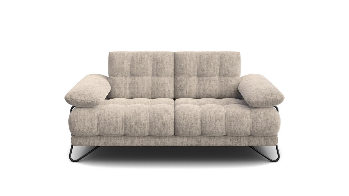 SOFA BUBBARA 2-Sitzer, beige - Beige/Schwarz, Holz/Textil (185/87/96cm) - Courtois Laville