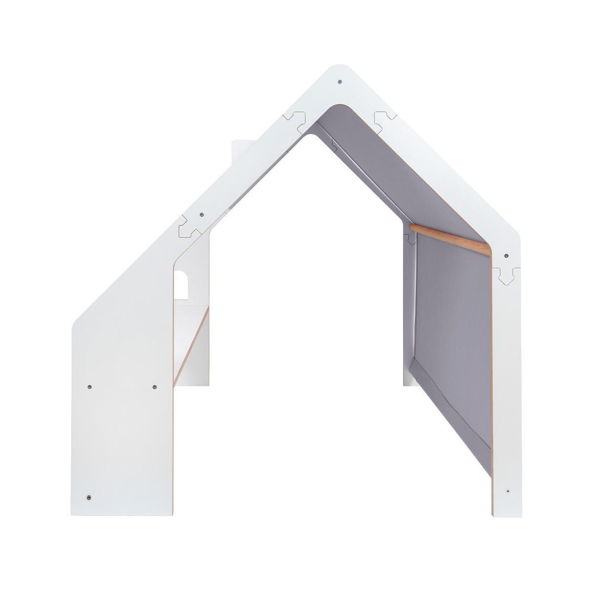 HOLZHÄUSCHEN Für Kinder mit Blauem Dach, Zarter Stoff, Spielhaus, Weiß - Weiß/Hellblau, Holz (110/112/98cm) - MeowBaby