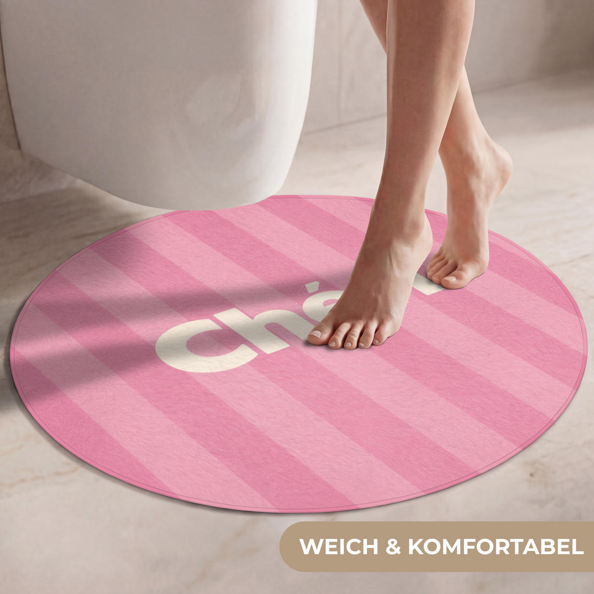 WC PŘEDLOŽKA Pruhované - růžové - Chéri 70x70 cm - růžová, textil/plast (70/1cm) - OnlyWow
