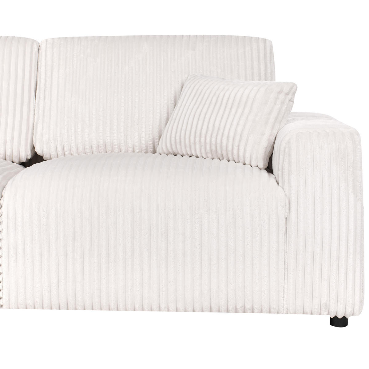 3-SITZER-SOFA Cord Cremeweiß Sandora - Creme, Textil (216/87/98cm) - Beliani