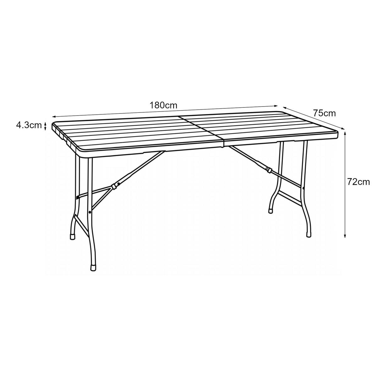 KLAPPTISCH Lillestrøm - Dunkelbraun, Kunststoff/Metall (75/180/72cm) - [en.casa]